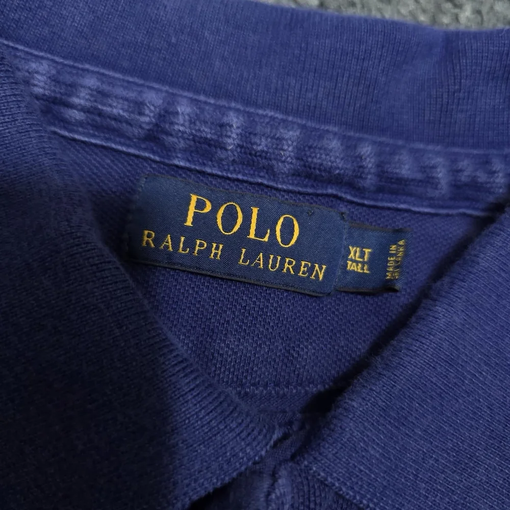 Polo Ralph Lauren Blue Polo Shirt Old English P Logo XL Tall Cotton